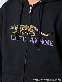 LEOPARD ZIP PARKA -NAVY-