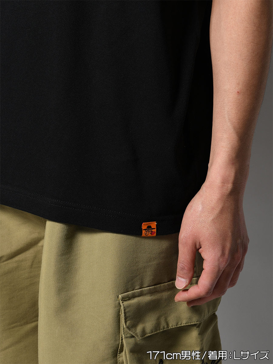 FLOWER BEHIND SS TEE -BLACK-