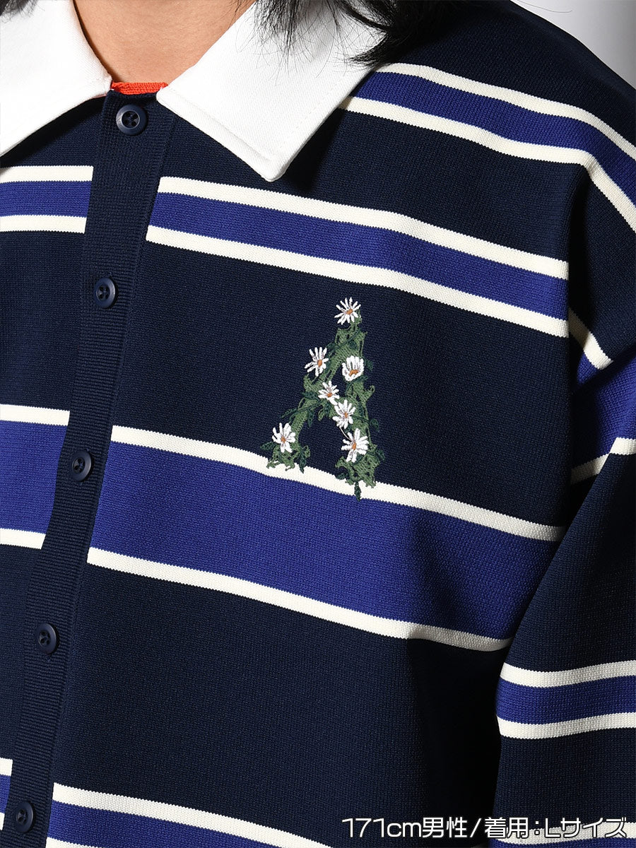 WIDE BORDER KNIT SH -NAVY-