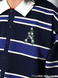 WIDE BORDER KNIT SH -NAVY-