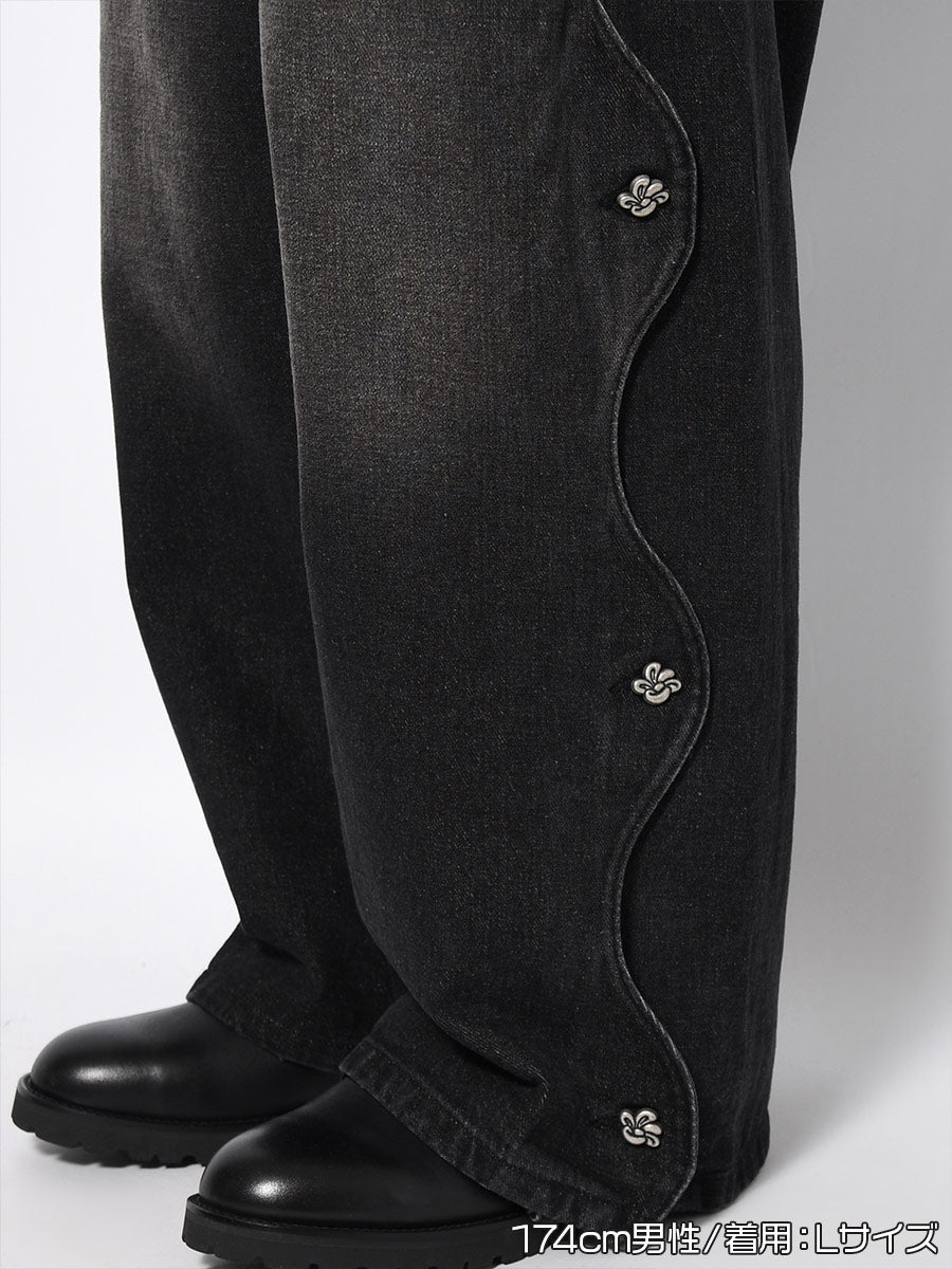 WAVE DENIM PANTS -BLACK-