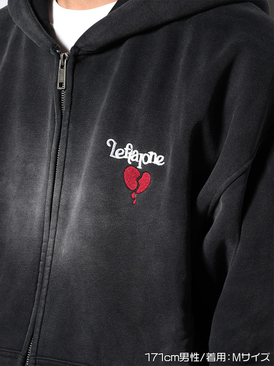 HEART ZIP PARKA -BLACK-