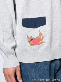 KNIT POLO -GREY-