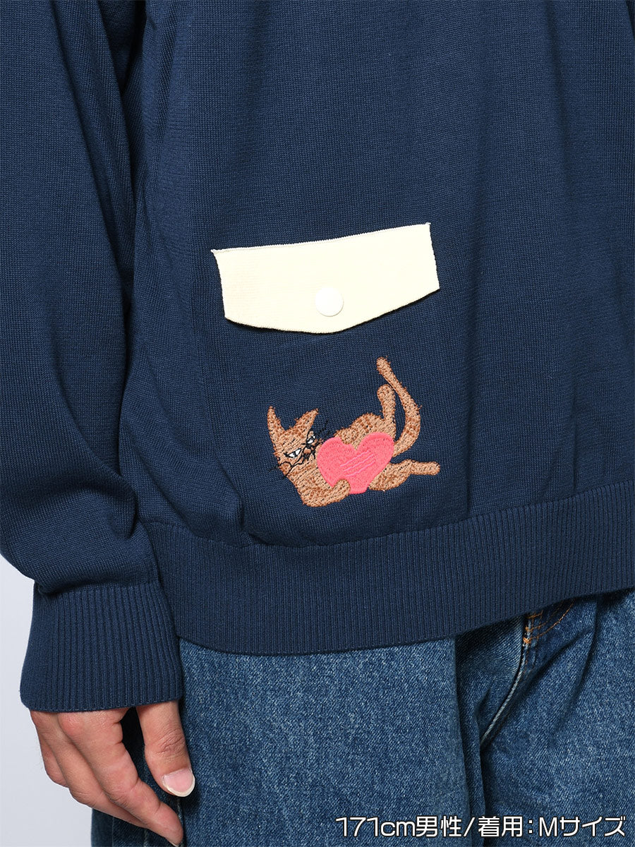 KNIT POLO -NAVY-