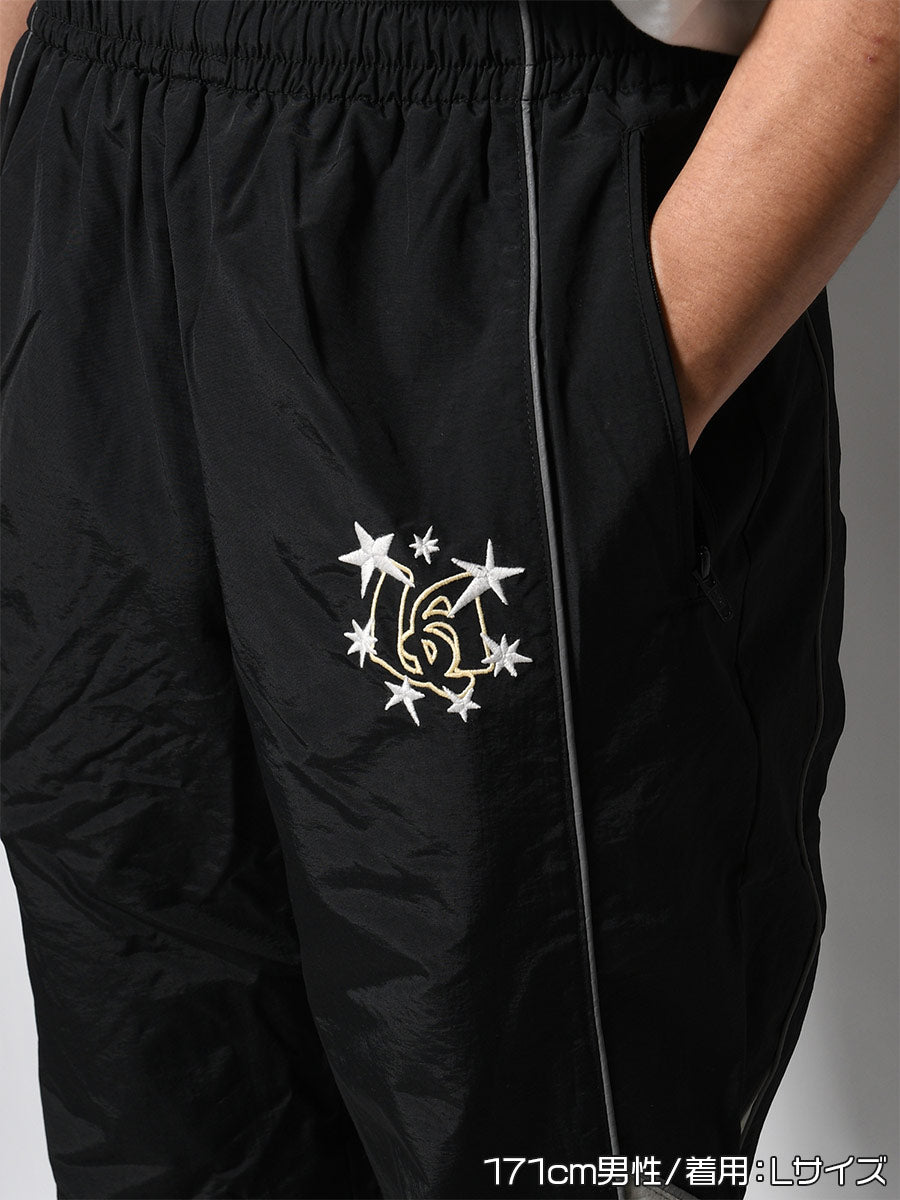 NYLON TRACK PANTS -BLACK-