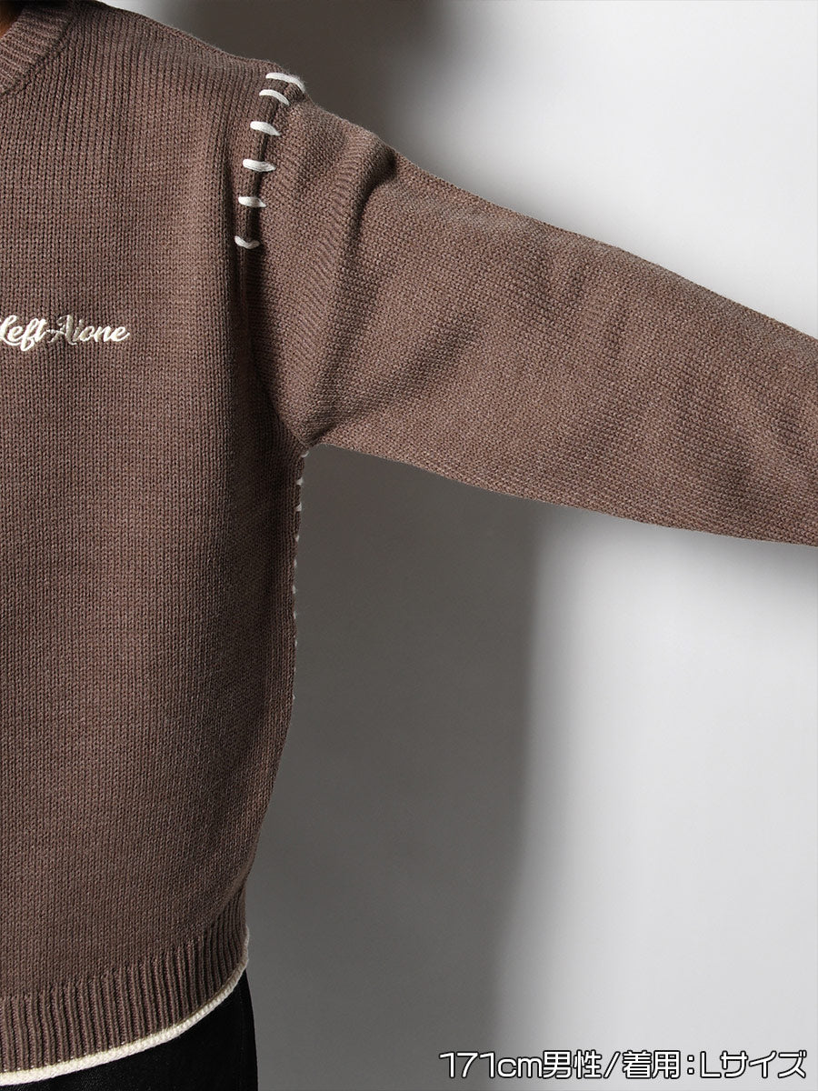 HENLEY STITCH KNIT -GREIGE-