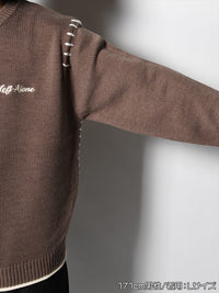 HENLEY STITCH KNIT -GREIGE-