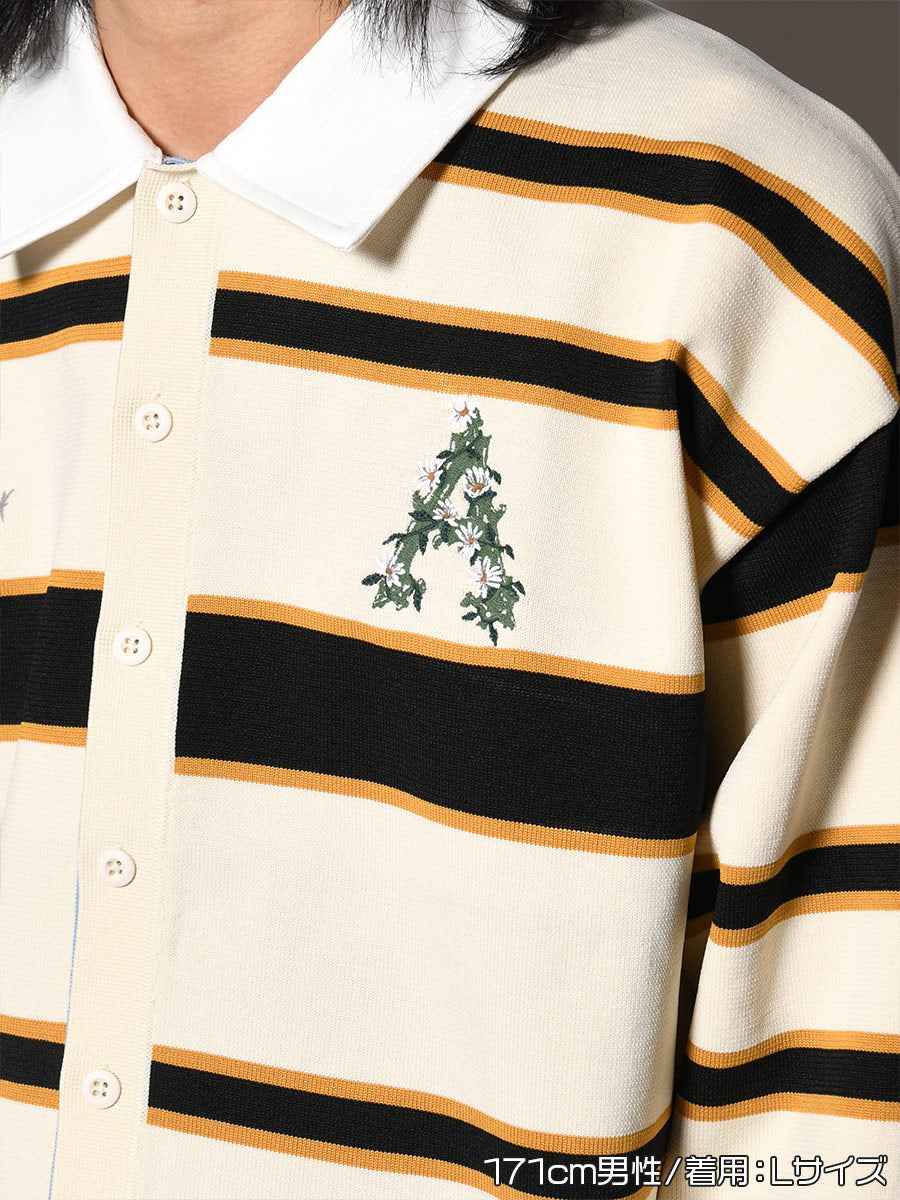 WIDE BORDER KNIT SH -IVORY-