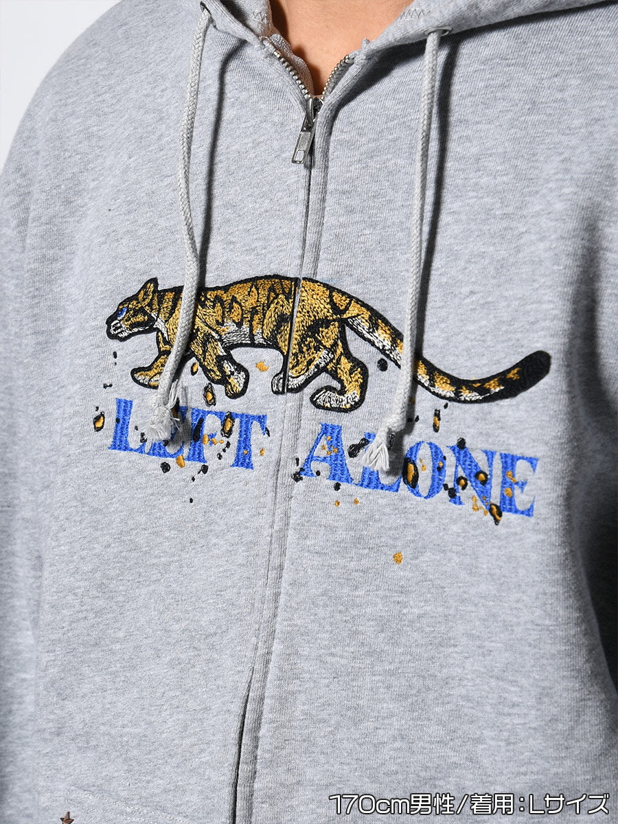 LEOPARD ZIP PARKA -HEATHER GREY-