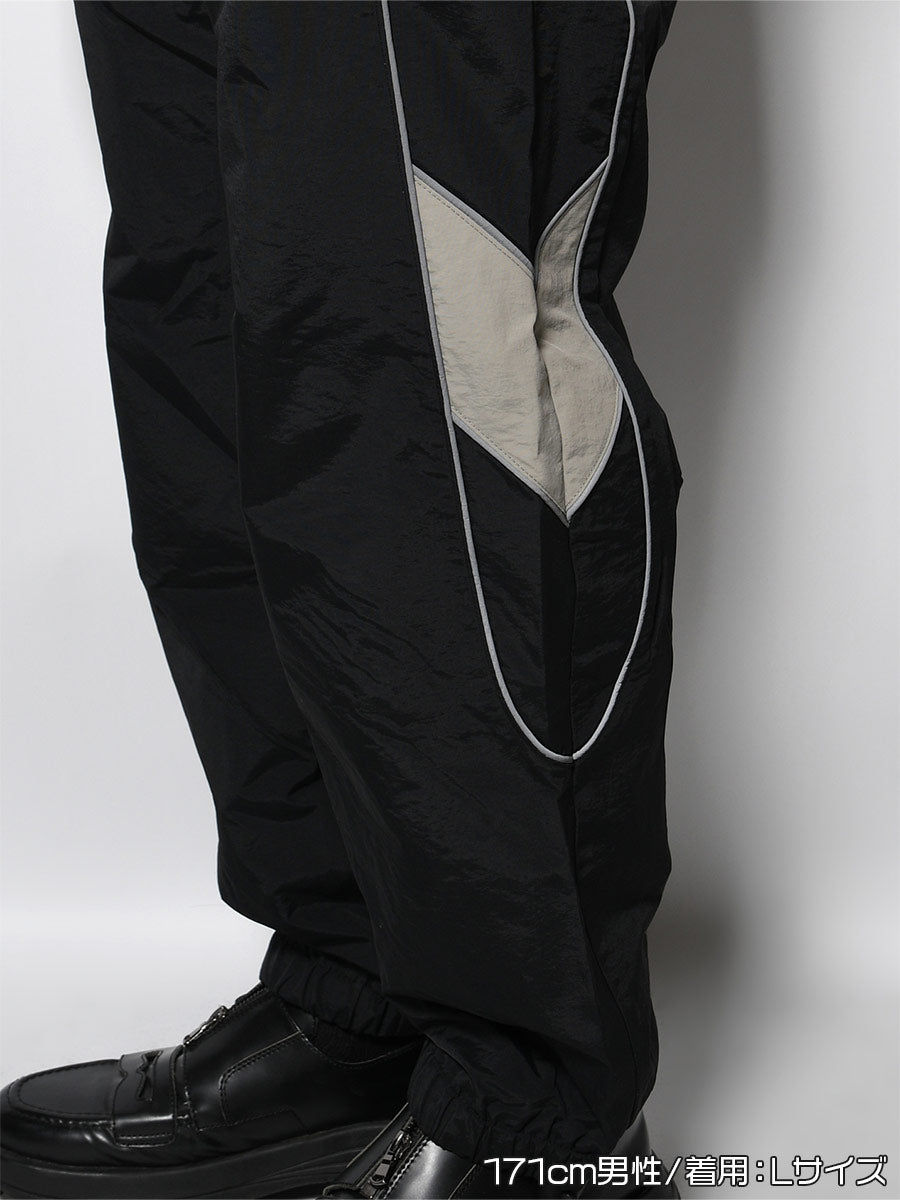 NYLON TRACK PANTS -BLACK-