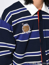 WIDE BORDER KNIT SH -NAVY-