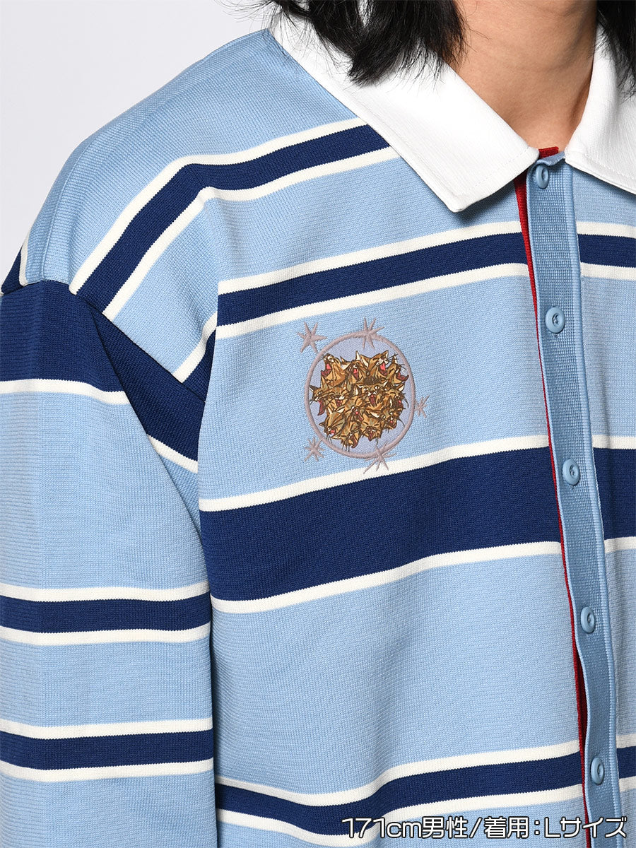 WIDE BORDER KNIT SH -LIGHT BLUE-