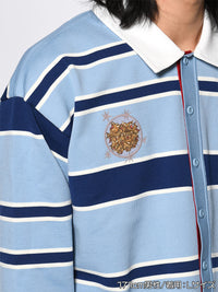 WIDE BORDER KNIT SH -LIGHT BLUE-