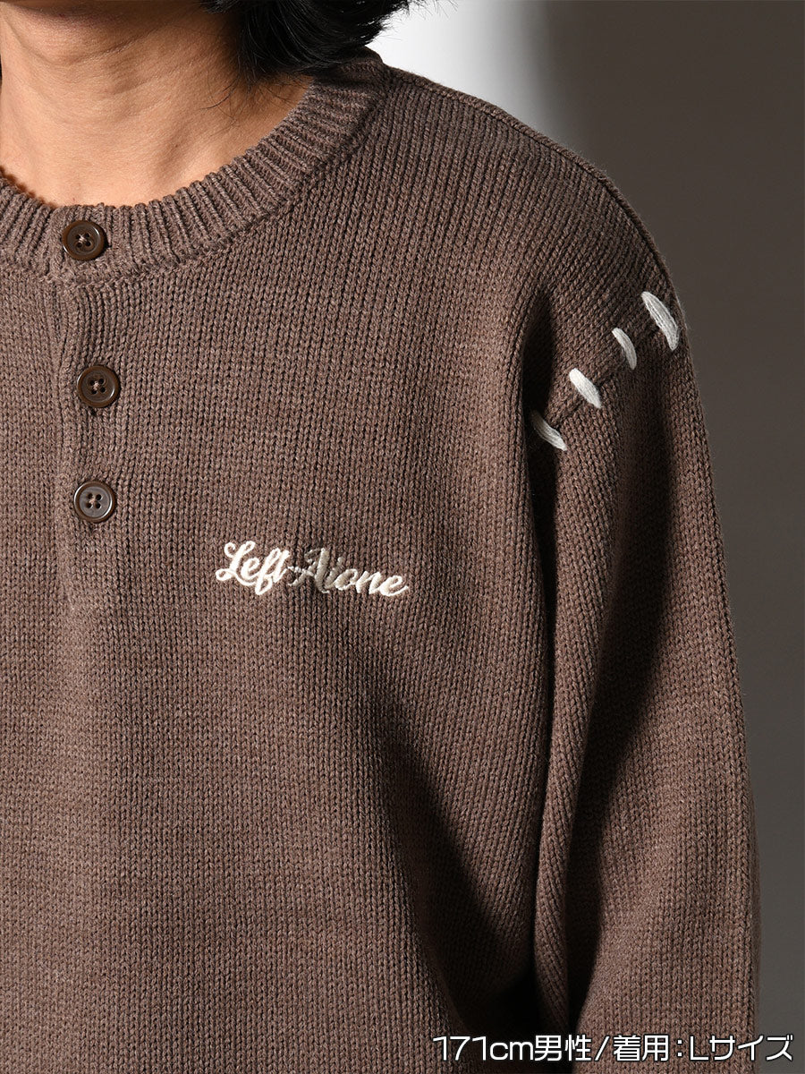 HENLEY STITCH KNIT -GREIGE-