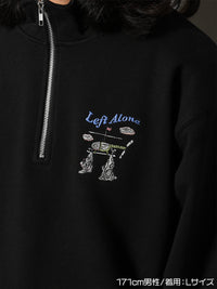 HALF ZIP SWEAT -BLACK-