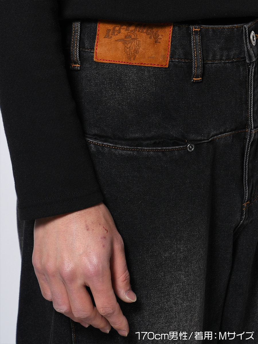 RAW WAVE DENIM PANTS -BLACK-