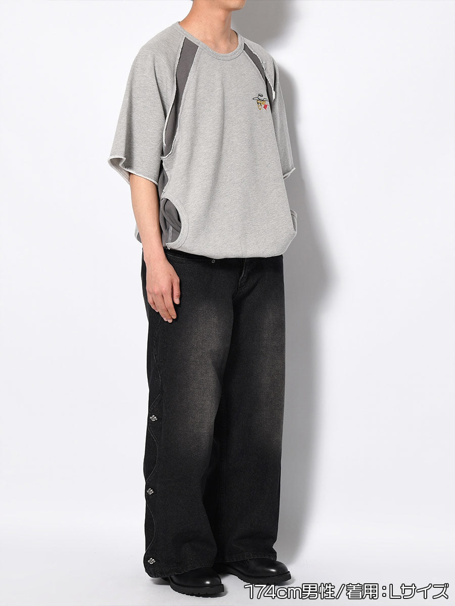 WAVE DENIM PANTS -BLACK-