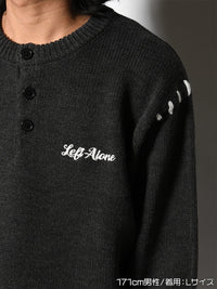 HENLEY STITCH KNIT -CHARCOAL-