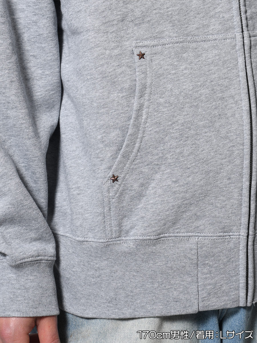 LEOPARD ZIP PARKA -HEATHER GREY-