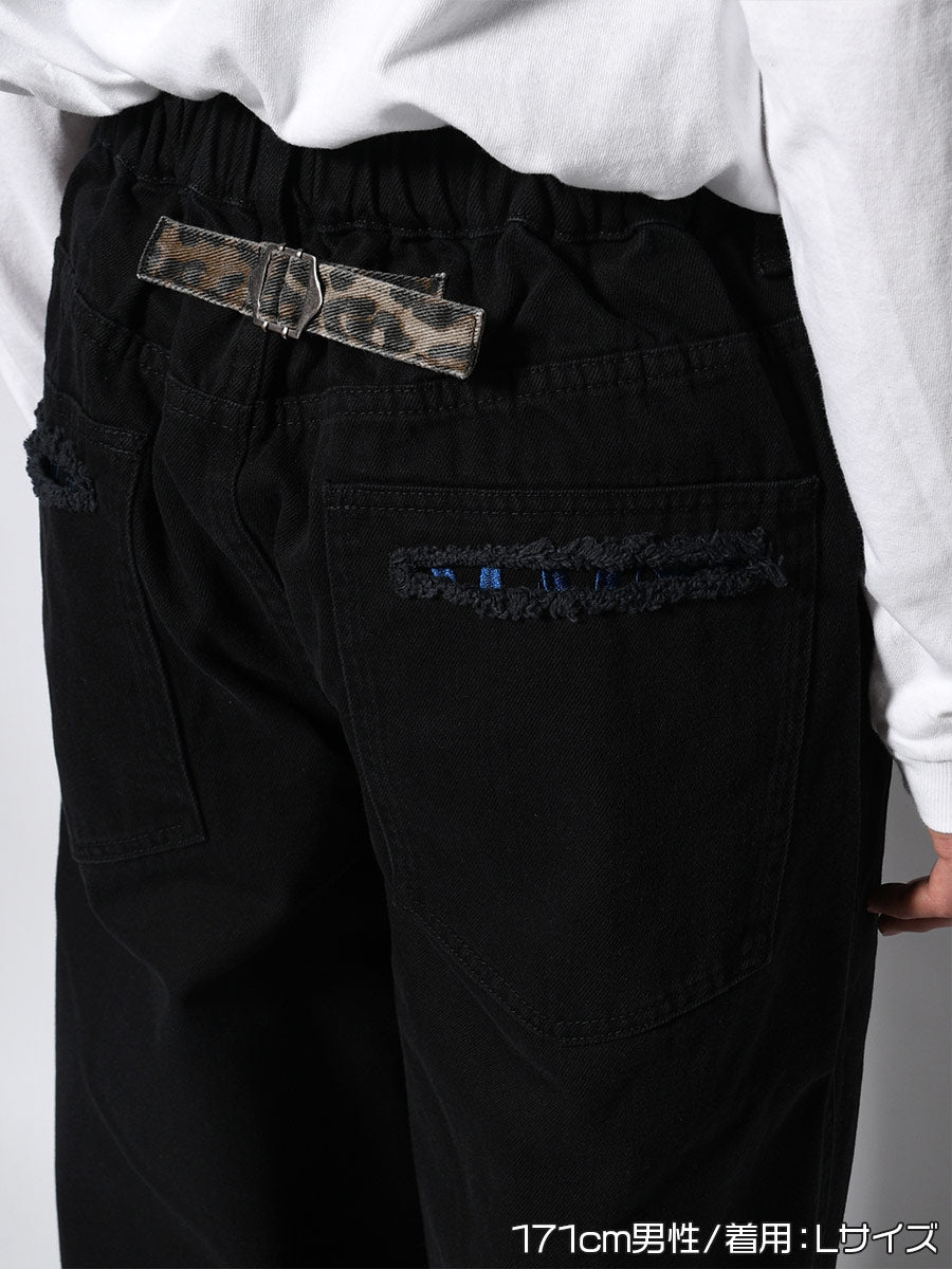 LEOPARD PAINT PANTS -BLACK-