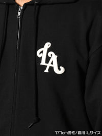 FLOWER ZIP PARKA -BLACK-