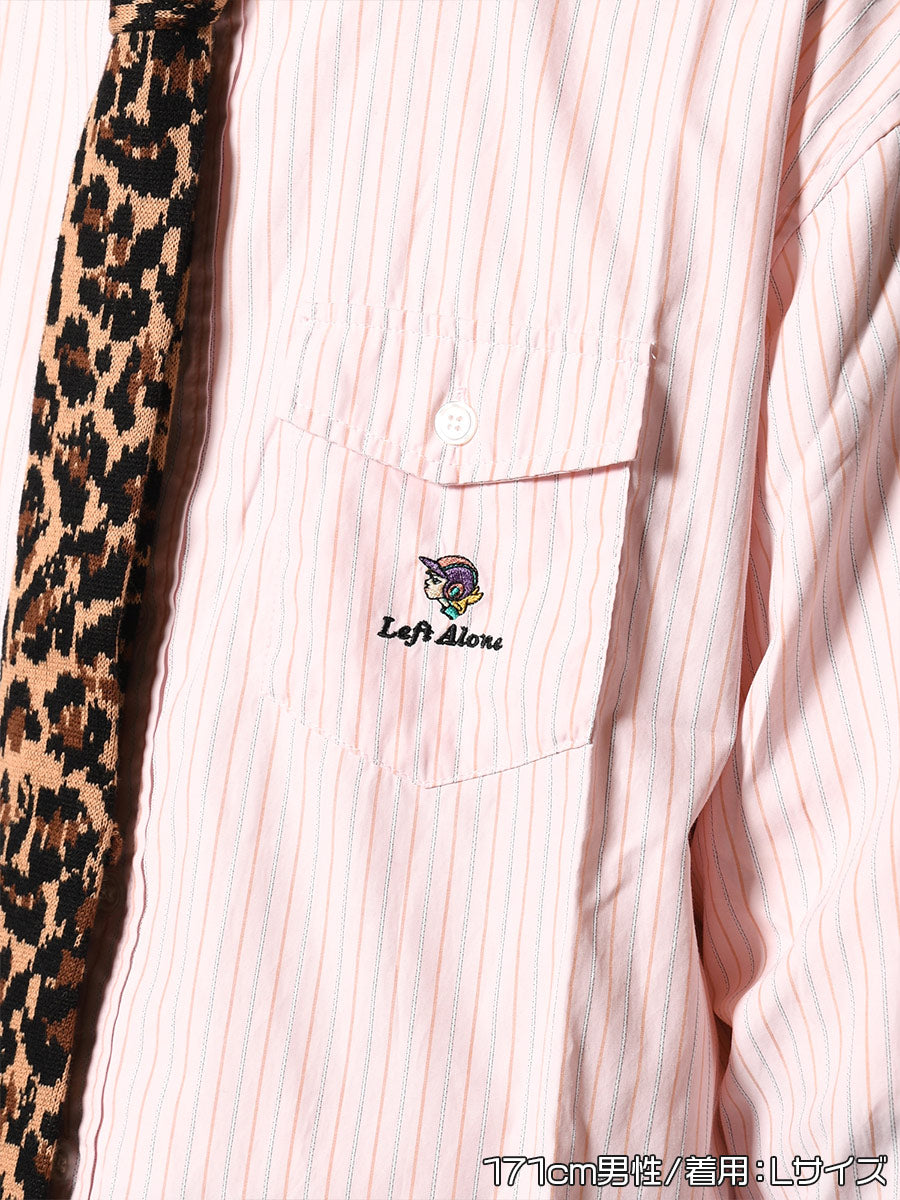 KNIT TIE LS SHIRT -STRIPE2(PINK)-
