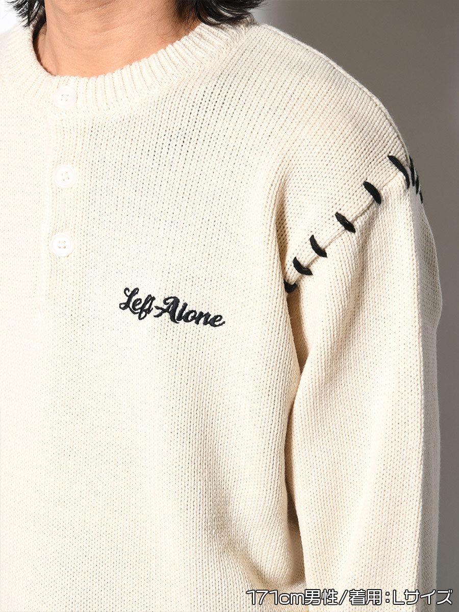 HENLEY STITCH KNIT -IVORY-