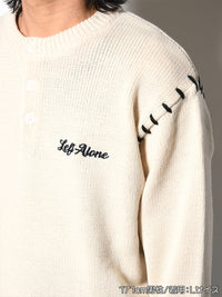 HENLEY STITCH KNIT -IVORY-