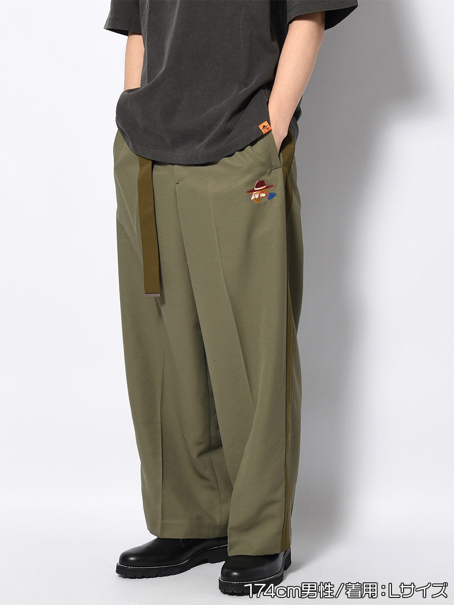 BELT TROUSERS -OLIVE-