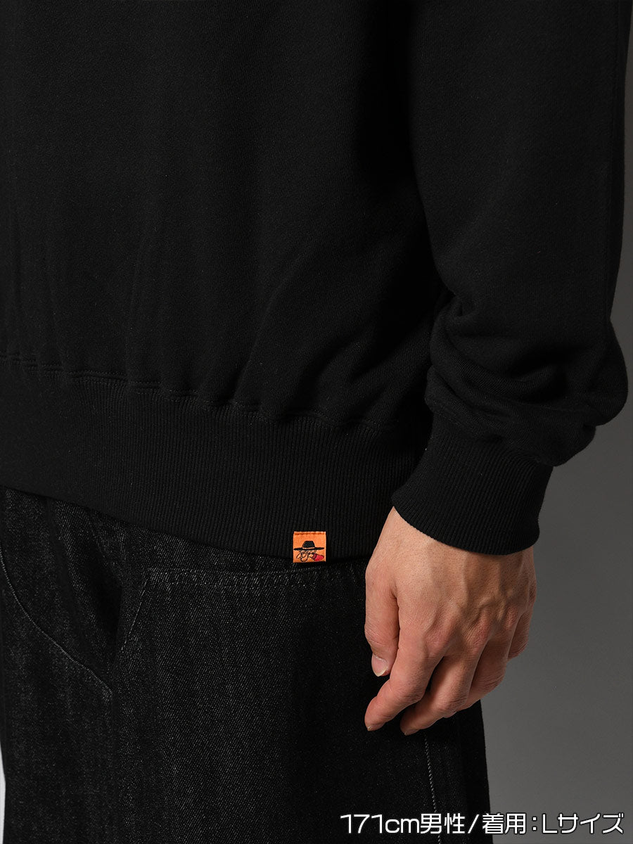 HALF ZIP SWEAT -BLACK-