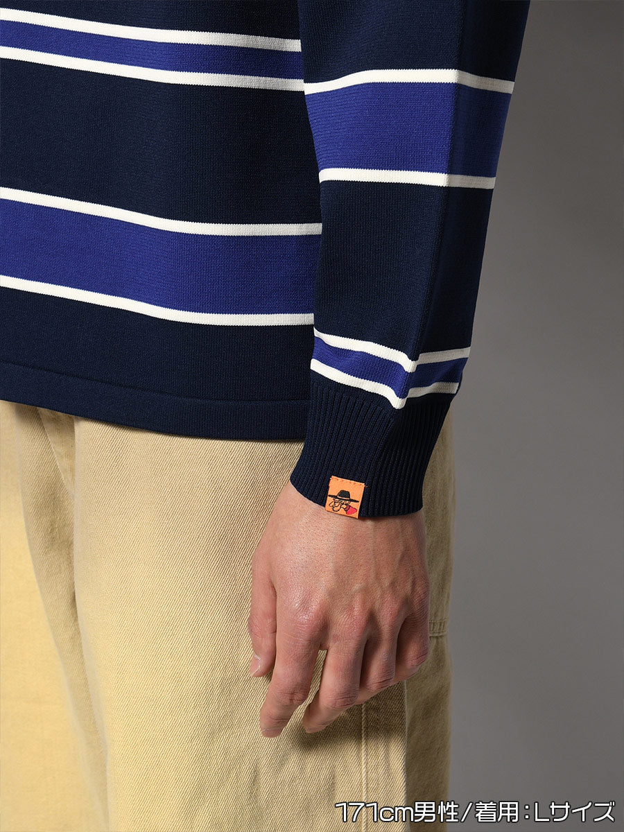 WIDE BORDER KNIT SH -NAVY-