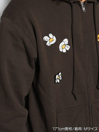 FLOWER ZIP PARKA -BROWN-