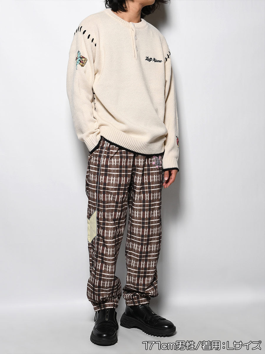 NYLON TRACK PANTS -CHECK-