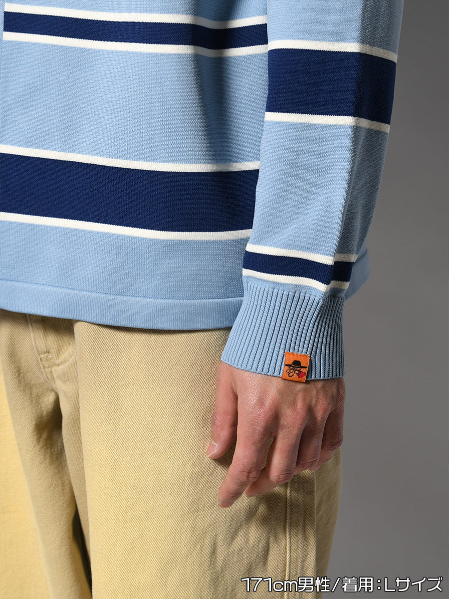 WIDE BORDER KNIT SH -LIGHT BLUE-