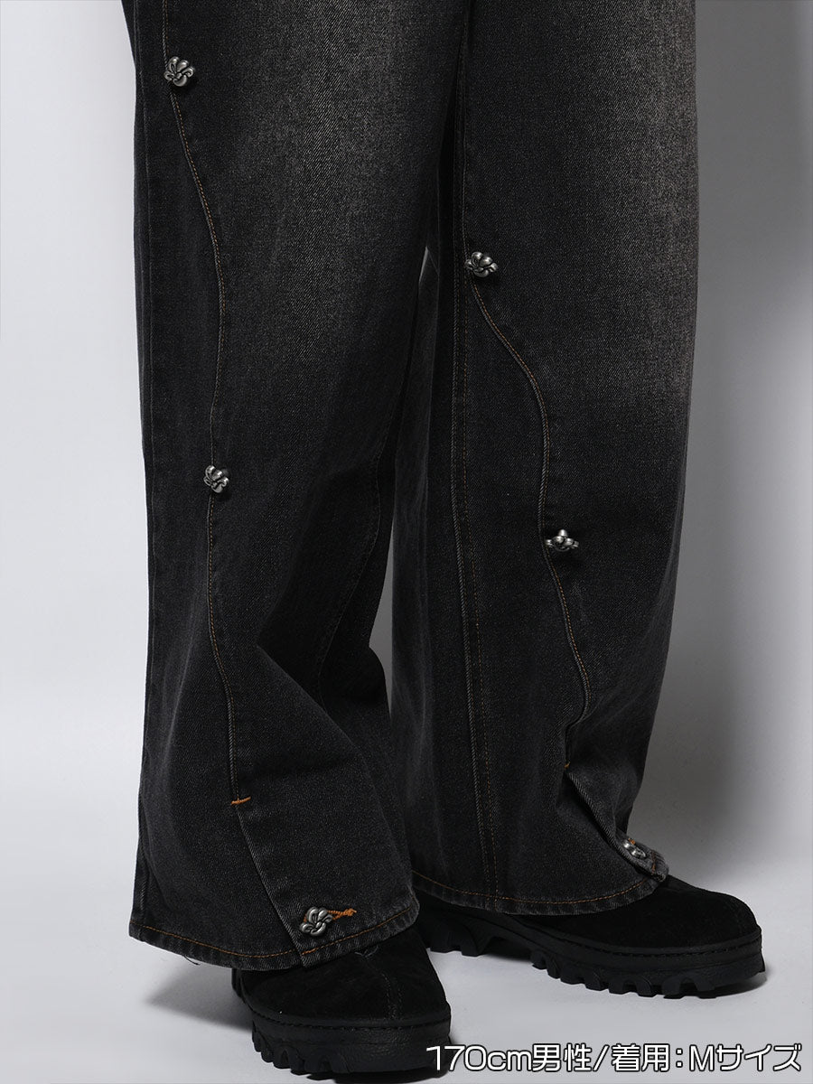 RAW WAVE DENIM PANTS -BLACK-