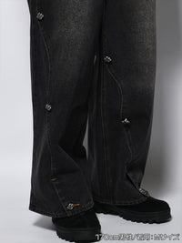 RAW WAVE DENIM PANTS -BLACK-