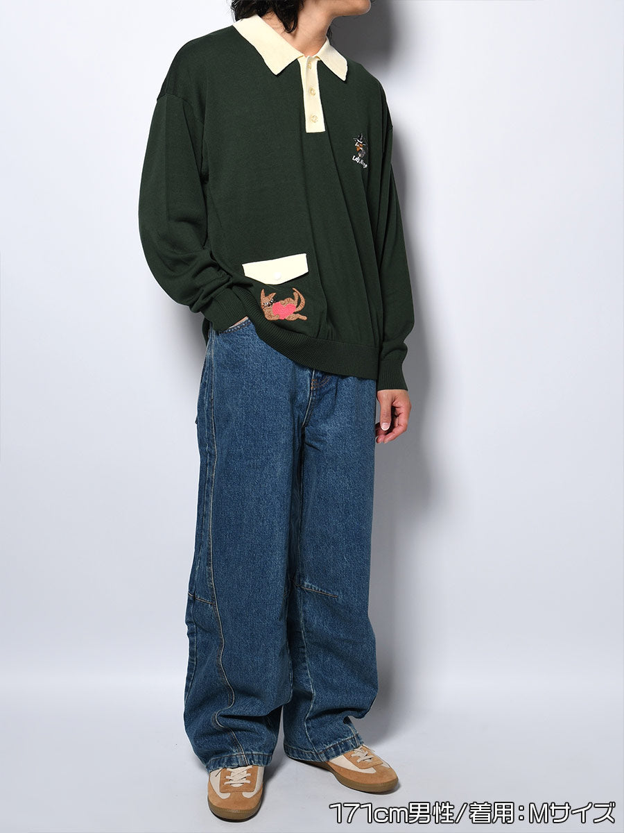 KNIT POLO -GREEN-