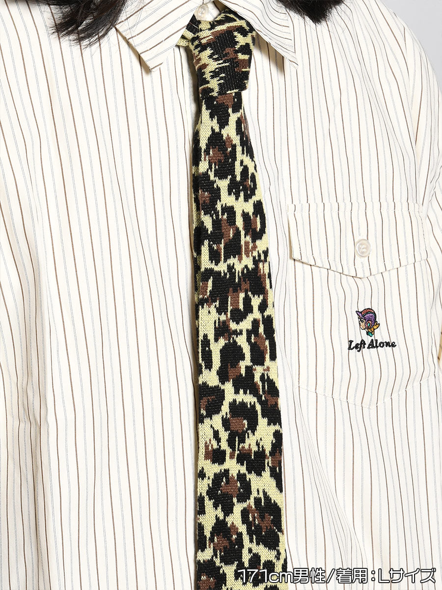 KNIT TIE LS SHIRT -STRIPE(IVORY)-