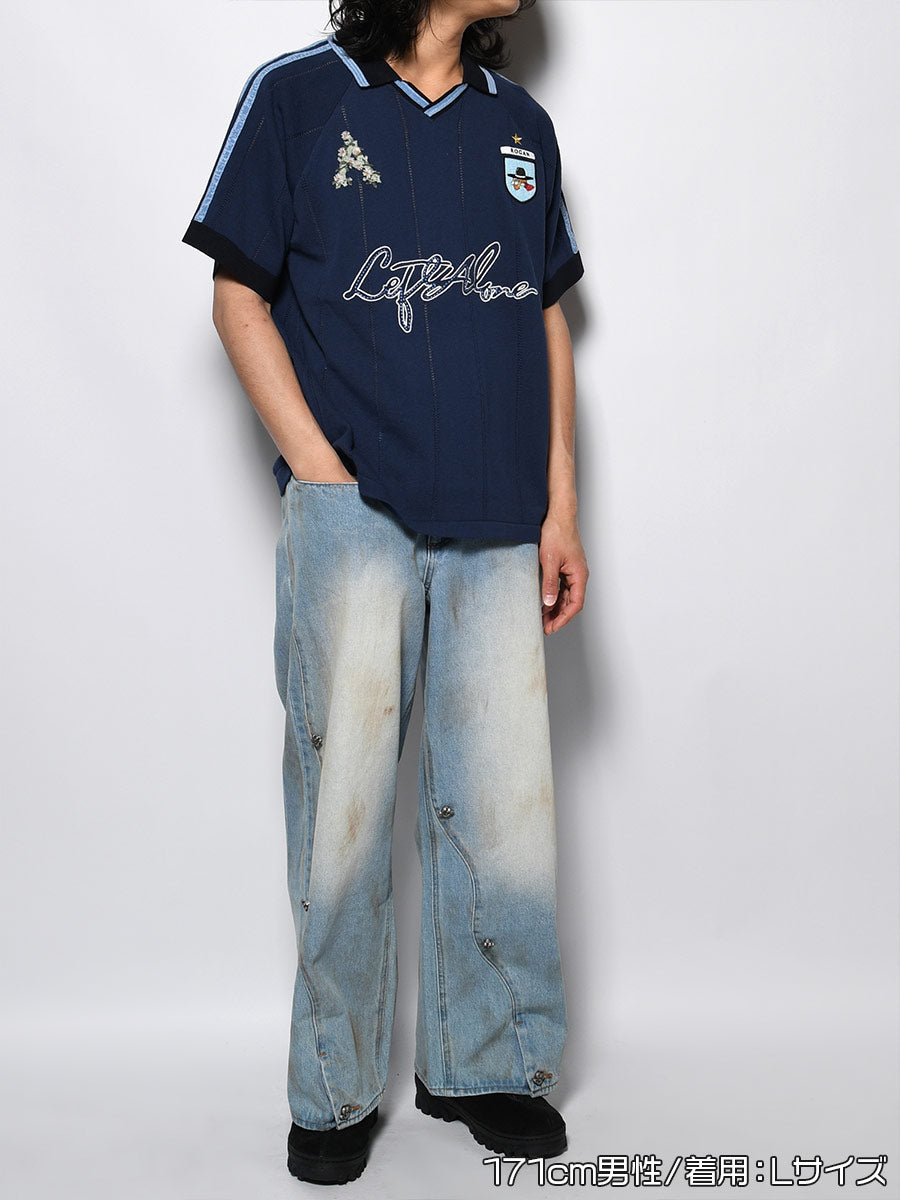 KNIT GAME SHIRT -NAVY-