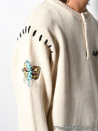 HENLEY STITCH KNIT -IVORY-