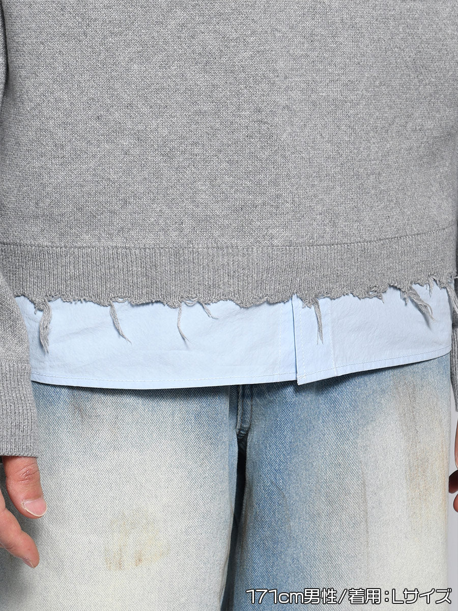 CREW KNIT -GREY-