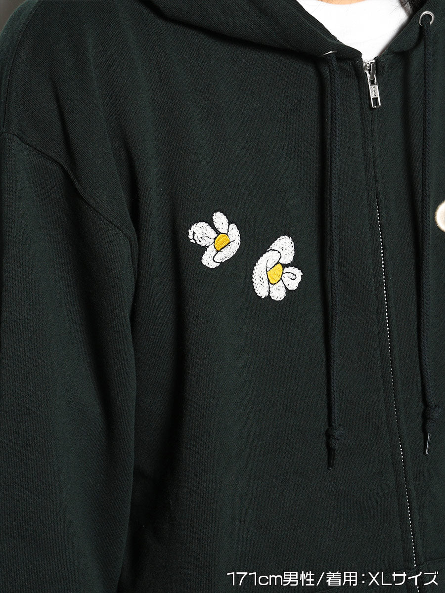 FLOWER ZIP PARKA -GREEN-