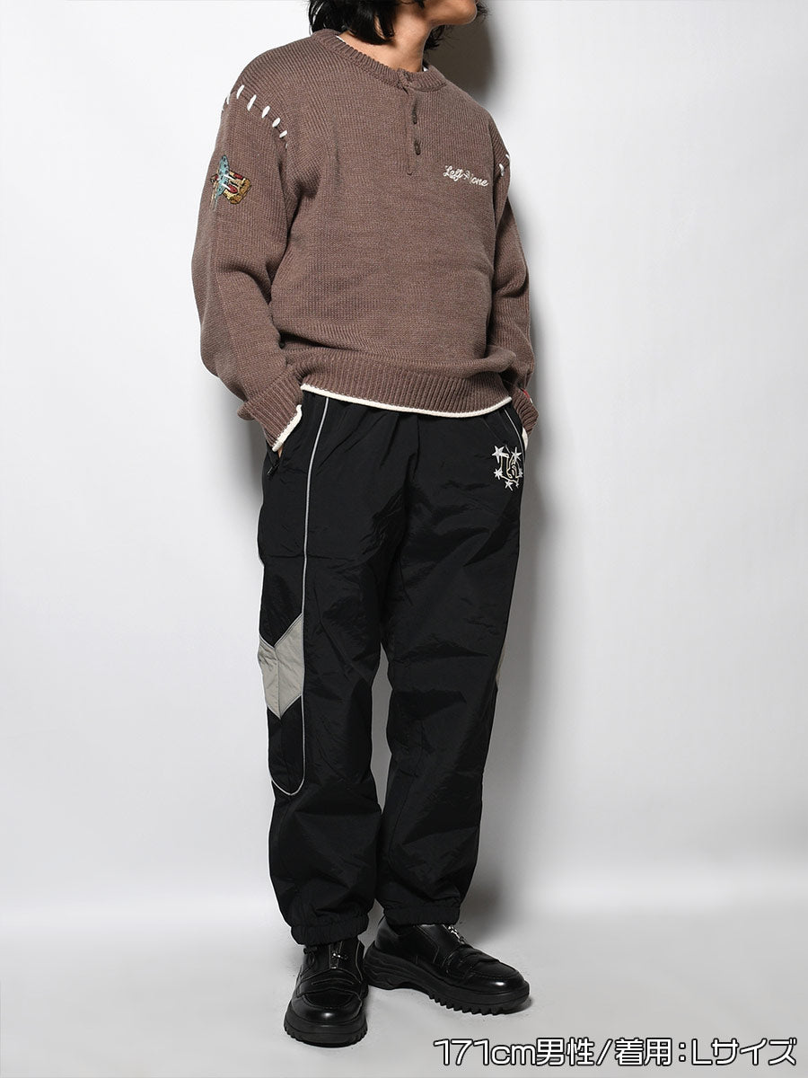 NYLON TRACK PANTS -BLACK-