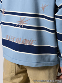 WIDE BORDER KNIT SH -LIGHT BLUE-