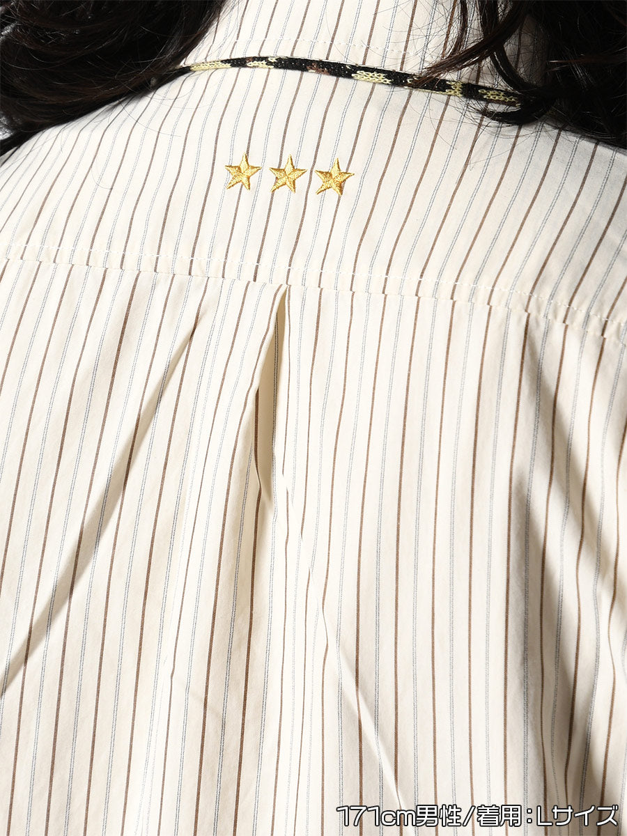 KNIT TIE LS SHIRT -STRIPE(IVORY)-