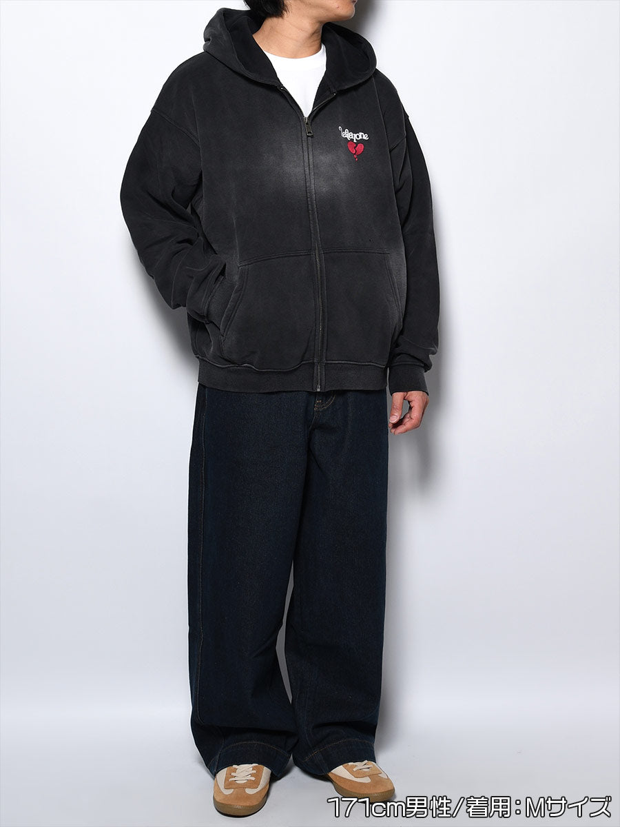 HEART ZIP PARKA -BLACK-