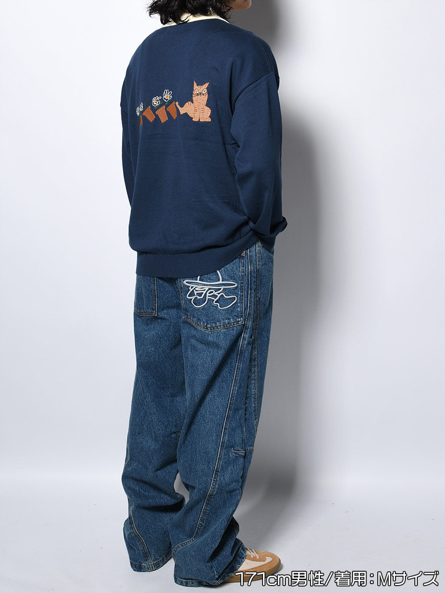 KNIT POLO -NAVY-