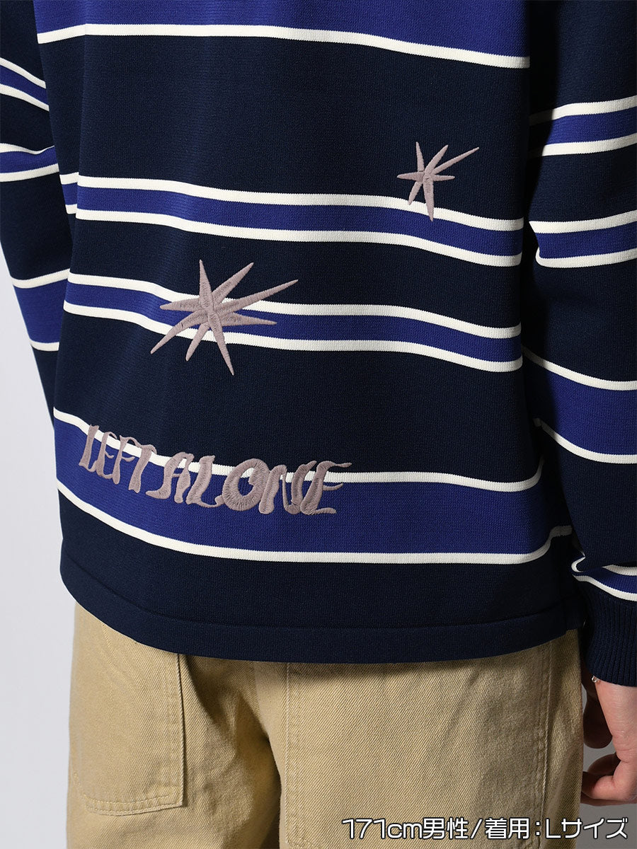 WIDE BORDER KNIT SH -NAVY-