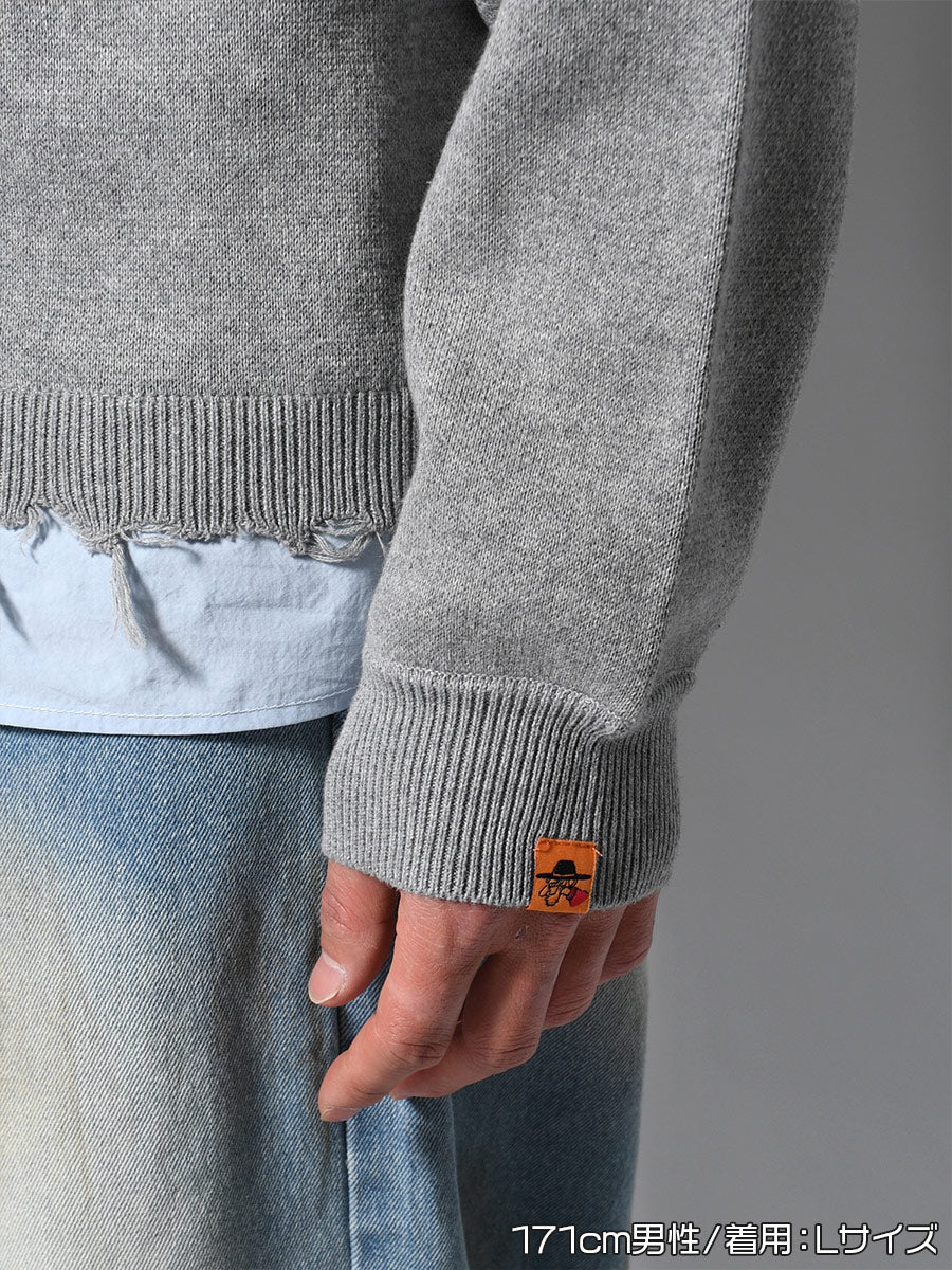 CREW KNIT -GREY-