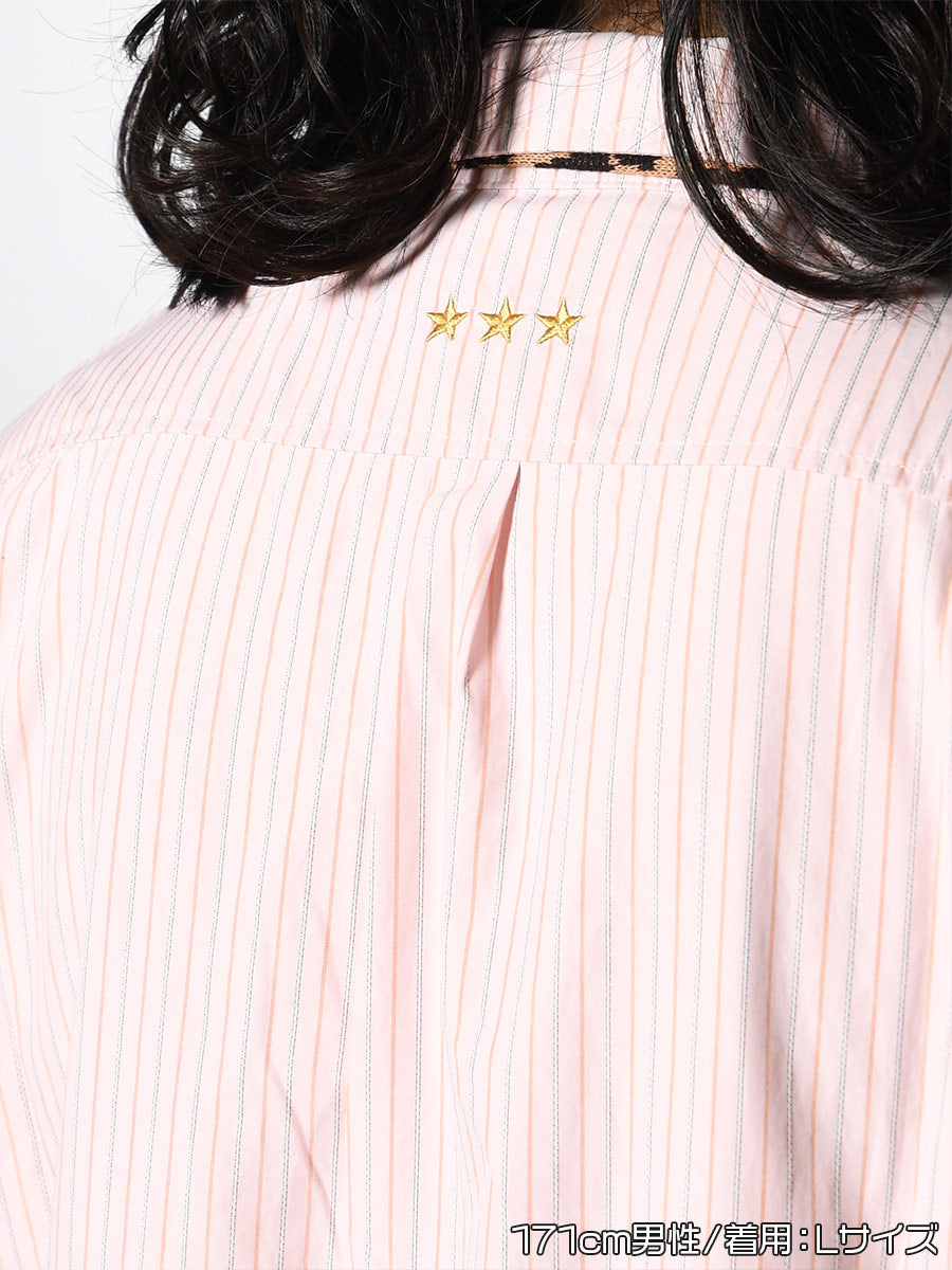KNIT TIE LS SHIRT -STRIPE2(PINK)-